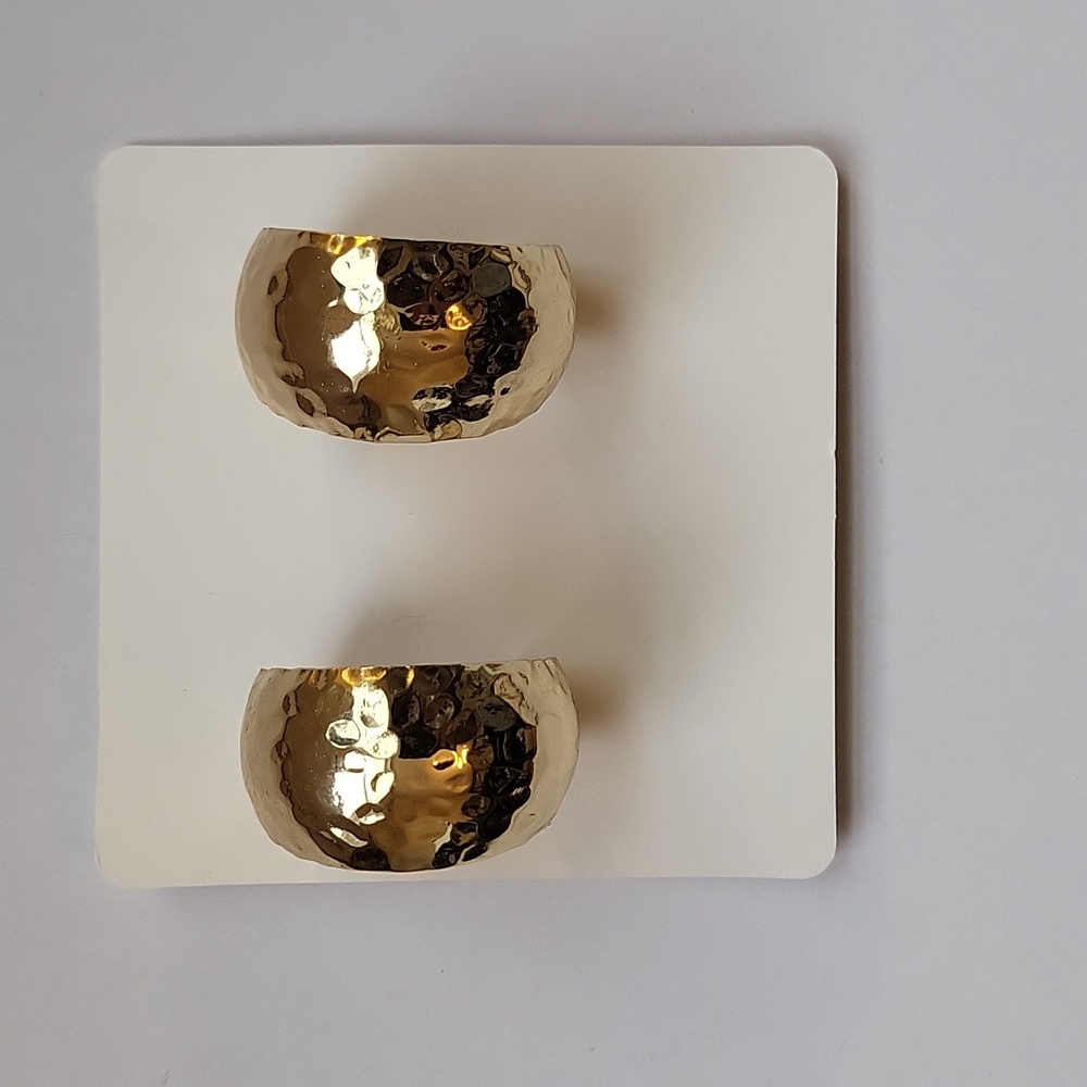 Small Gold Tone Hammered Fashion Hoops